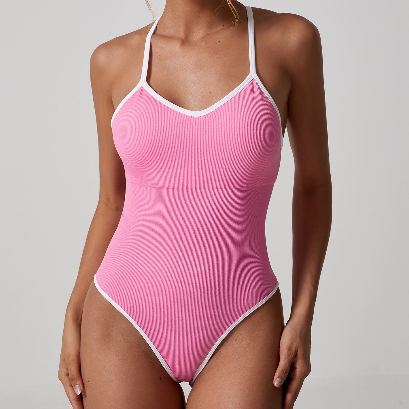 Contrast Color Suspenders One-piece Briefs