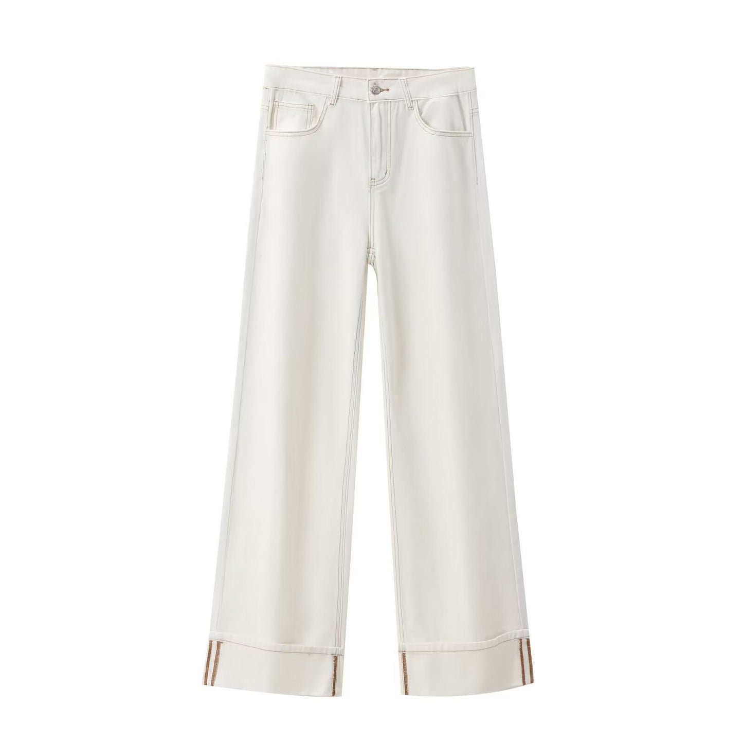 Women's Fashionable High Waist Curl-leg Jeans