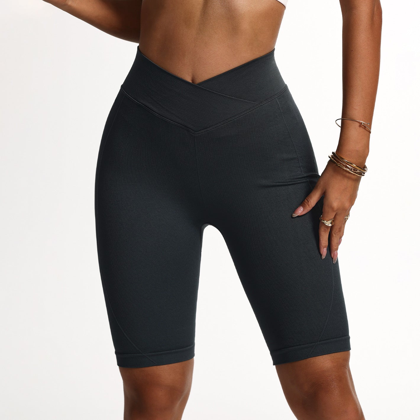 Women's Cross Waist Peach Hip Shorts